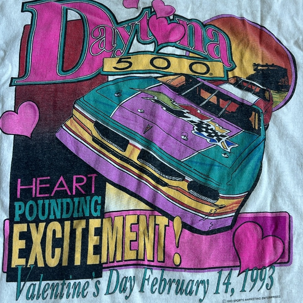 VTG 1993 Valentine Day DAYTONA 500 T-Shirt Made In USA L